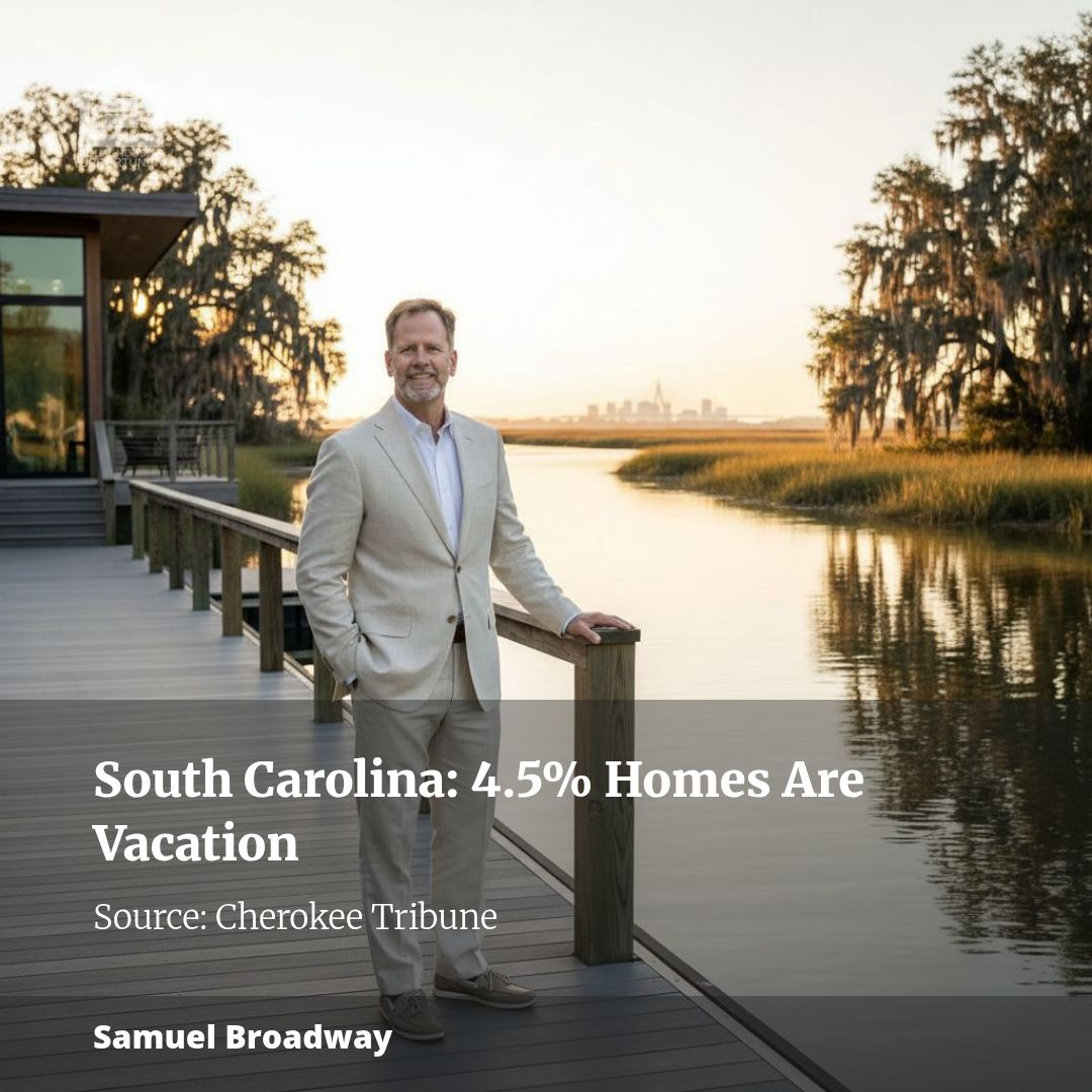 Vacation Homes Make Up 4.5% of South Carolina Housing, 15th Most in the U.S.
